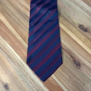 Vintage Valerio Garati Tie Necktie 100% Silk Striped Burgundy Maroon Blue Korea‎